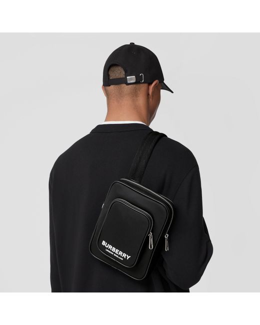 Burberry Black Kieran Logo Printed Shoulder Bag for men