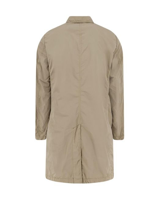 Aspesi Natural Single-Breasted Long-Sleeved Trench Coat for men