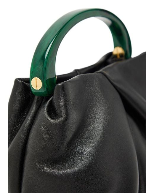 Dries Van Noten Black Crisp Leather Top Handle Bag