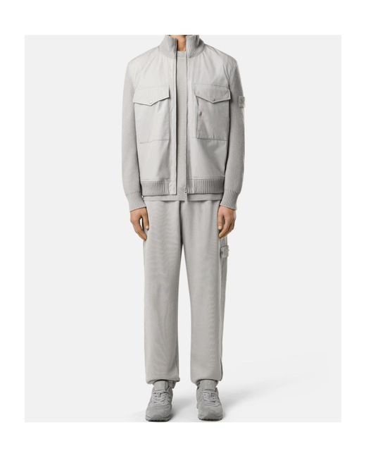 Stone Island Gray Logo-Patch Jacket for men