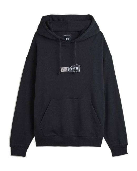 Y-3 Blue Logo Printed Crewneck Hoodie for men