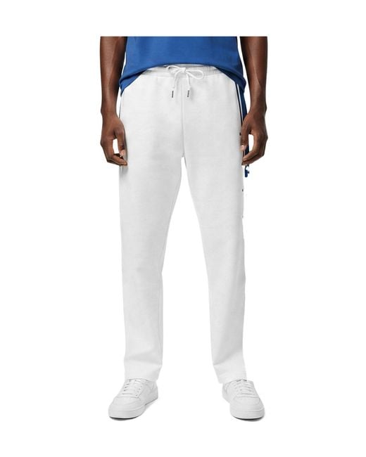 Boss White Color Block Casual Long Pants for men