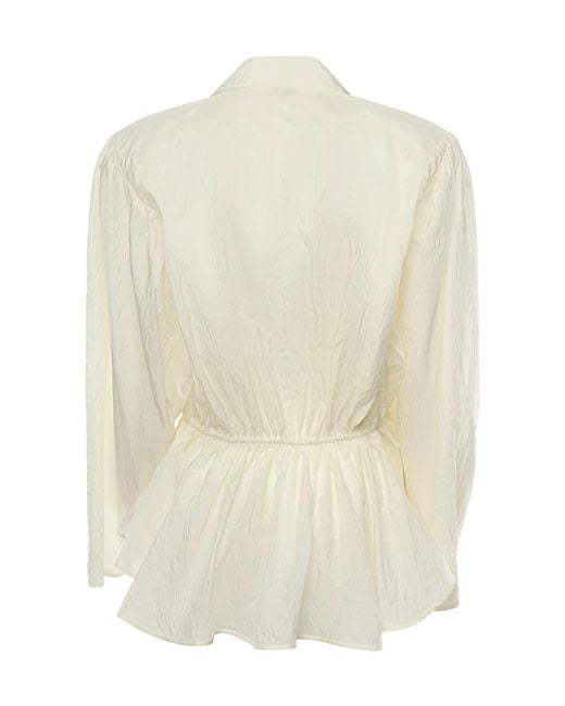 Chloé White Chloé Puffy Sleeved V-Neck Blouse