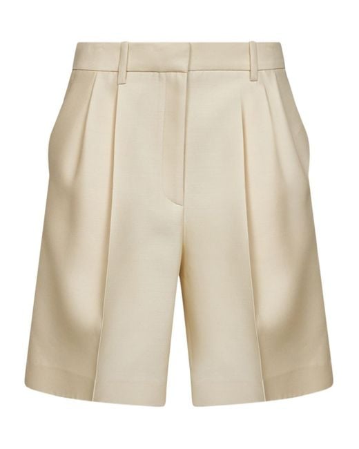 Khaite Natural Pleated Knee-Length Shorts
