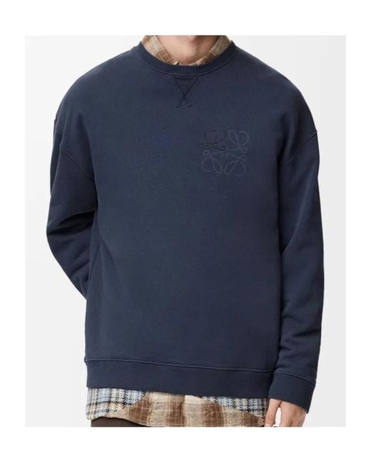 Loewe Blue Anagram-Detail Cotton Sweatshirt for men
