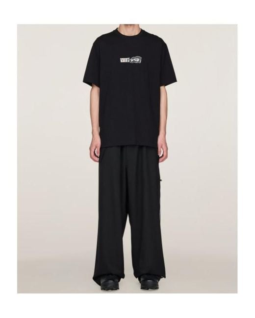 Y-3 Black Refined Wool Straight Leg Pants for men