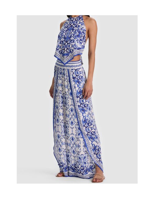 Alice + Olivia Blue Frenchie Handkerchief Halter Top