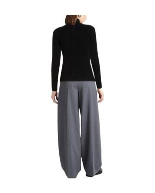 Max Mara Black Ribbed Turtleneck Knit Top