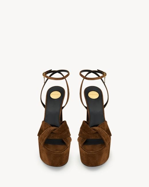 Saint Laurent Brown Franciane Platform Heeled Sandals
