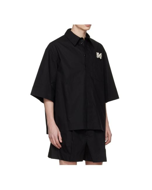 Simone Rocha Black Collared Short-Sleeved Shirt for men