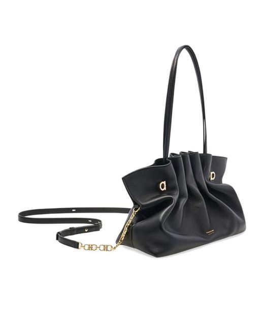 Ferragamo Black Ferragamo Soft Medium Shoulder Bag