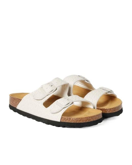 Woolrich White Double-Strap Slides