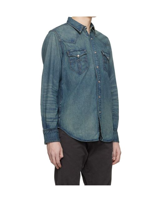 RRL Blue Ralph Lauren Western Denim Shirt for men