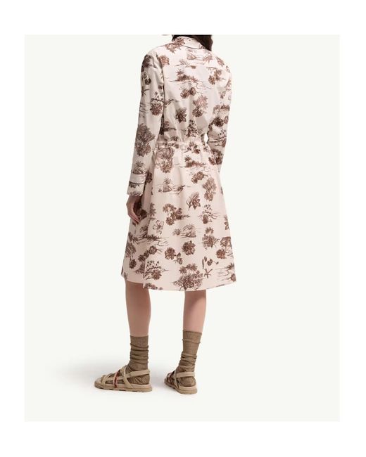 Moncler White All Over Print Drawstring Dress