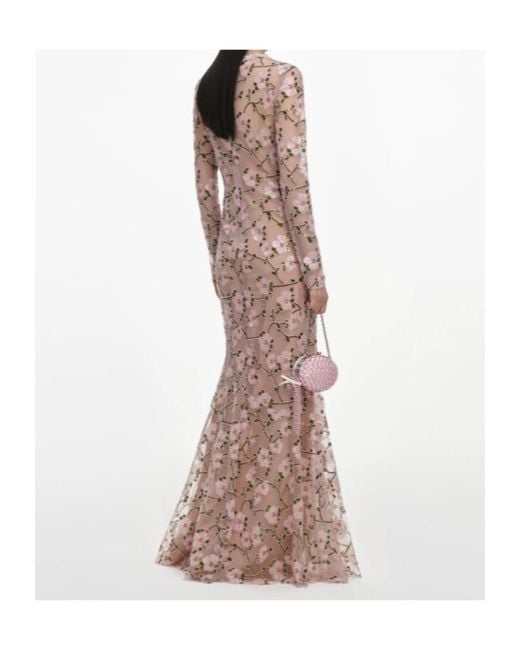 Self-Portrait Brown Floral Sequin Maxi Dress