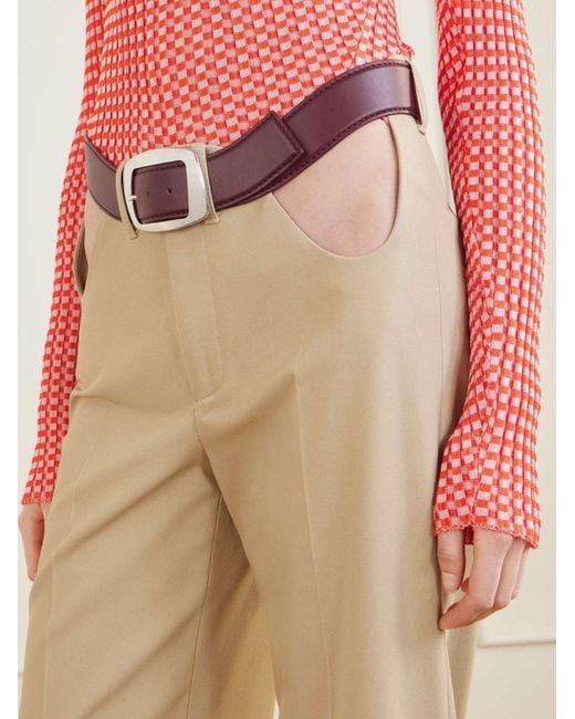 Jean Paul Gaultier Natural Cut-Out Mid-Rise Straight-Leg Cotton Pants