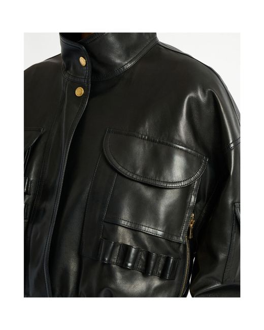 Balmain Black Lambskin Bomber Jacket