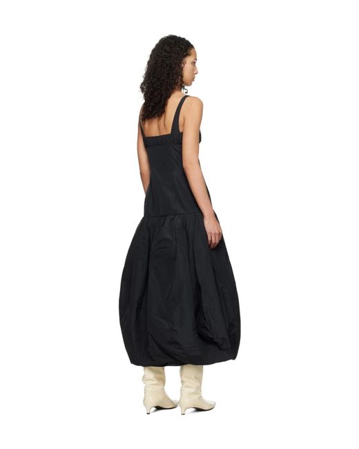 Jil Sander Black Pleated Medium-Length Dress