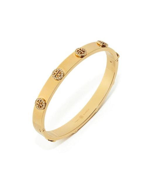 Tory Burch Metallic Miller Stud Pave Hinge Bracelet