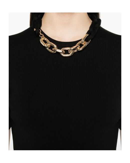 Rabanne Black Chain Link-Detailed Crewneck Top
