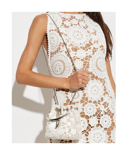 Jimmy Choo White Bon Bon Lace Bucket Bag