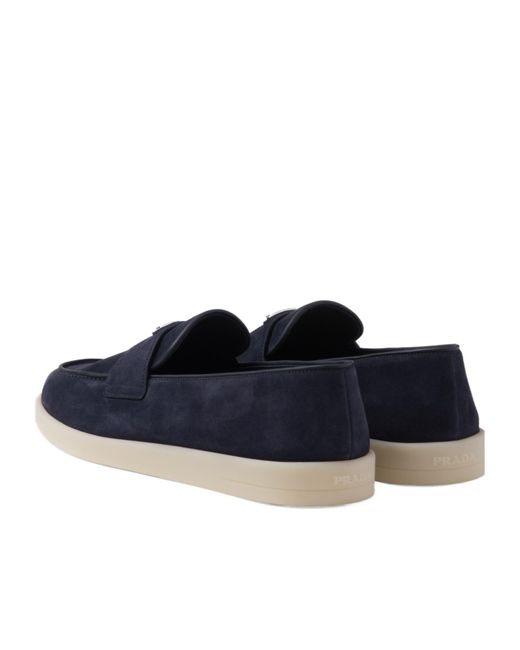 Prada Blue Suede Loafers for men