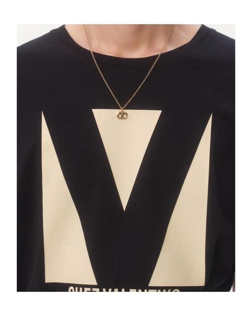 Valentino Black Chez -Printed Crewneck T-Shirt for men