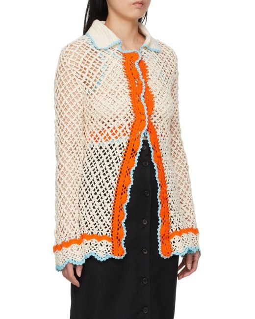 Sportmax White Crochet Effect Knitted Shirt