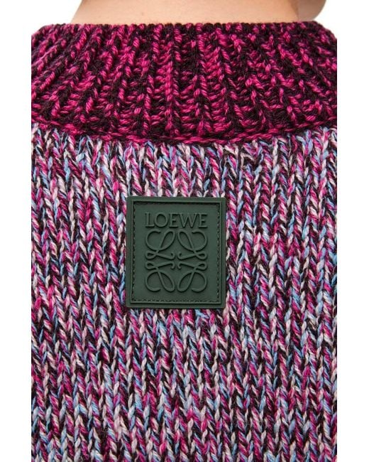 Loewe Purple Balloon Sleeved Crewneck Cropped Jumper