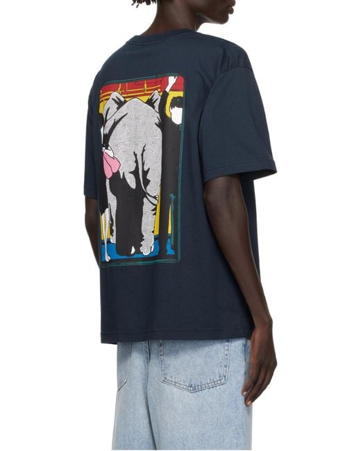 KENZO Blue Paris Logo Printed Crewneck T-Shirt for men