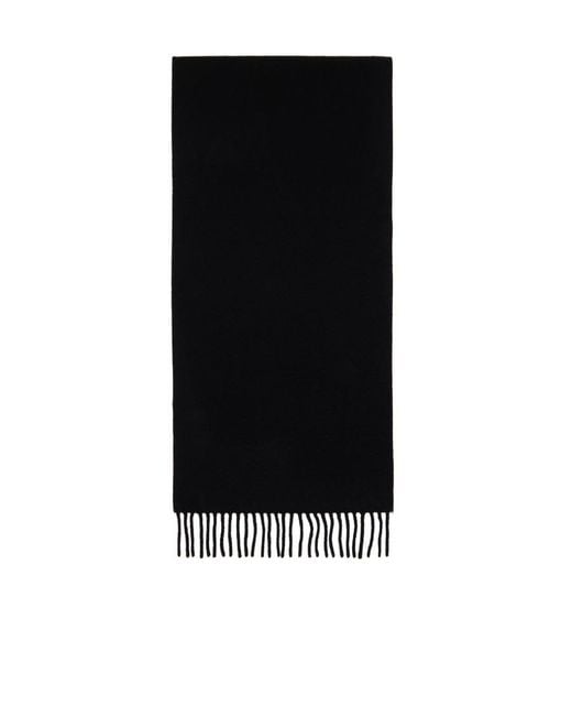 Vivienne Westwood Black Logo Embroidered Fringed Scarf