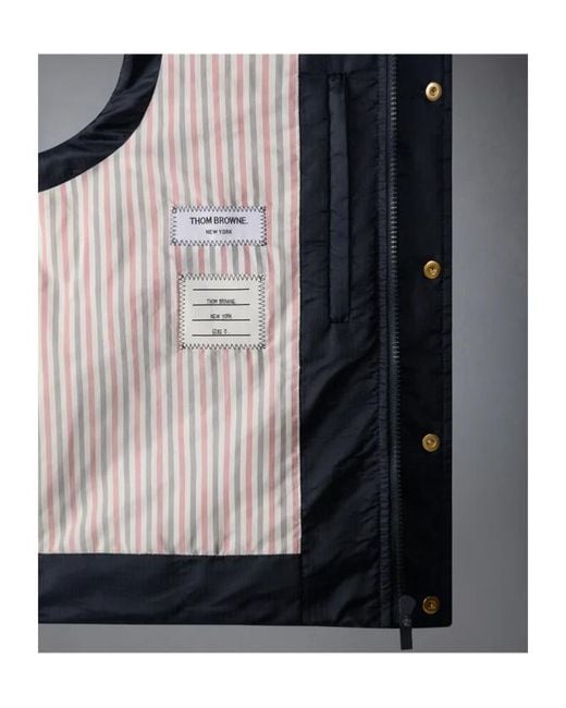 Thom Browne Blue Four-Bar Downfill Gilet for men