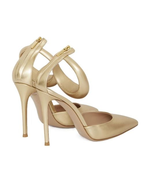 Gianvito Rossi Metallic Pointed-Toe Ankle-Strap Pumps