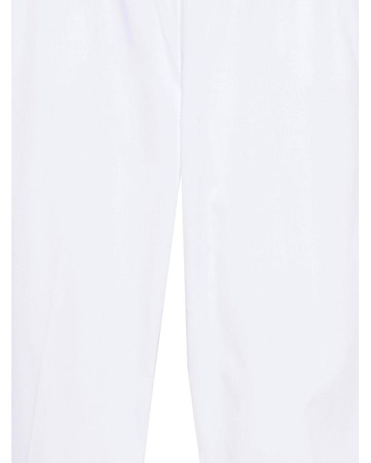 D.exterior White Elastic-Waist Wide-Leg Pants
