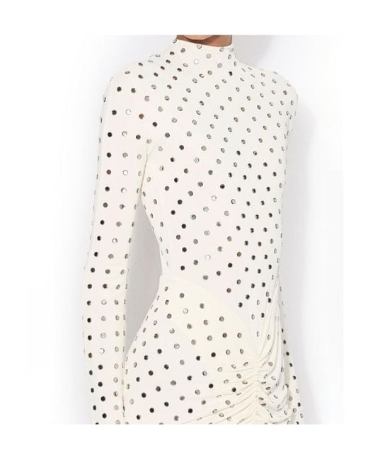 Alaa AlaA Ivory Draped Jersey Rhinestone-Embellished Long Dress in White  | Lyst