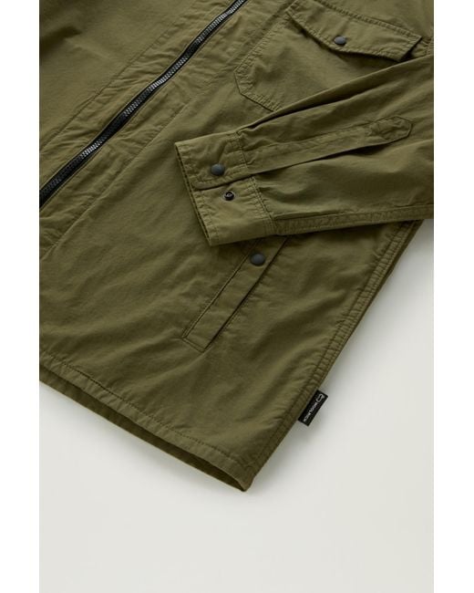 Woolrich Green Zip-Up Long-Sleeved Overshirt for men