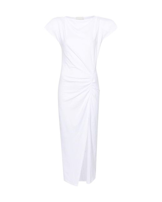 Isabel Marant White Nadela Ruched Detailed Midi Dress