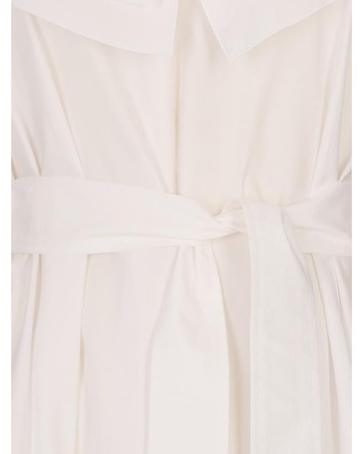 P.A.R.O.S.H. White Canyox Ruffled Maxi Dress