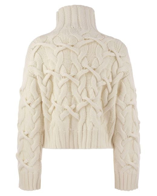 Brunello Cucinelli White High-Neck Cashmere Sweater