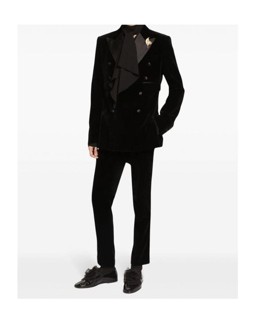 Dolce & Gabbana Black Velvet Tuxedo Pants for men