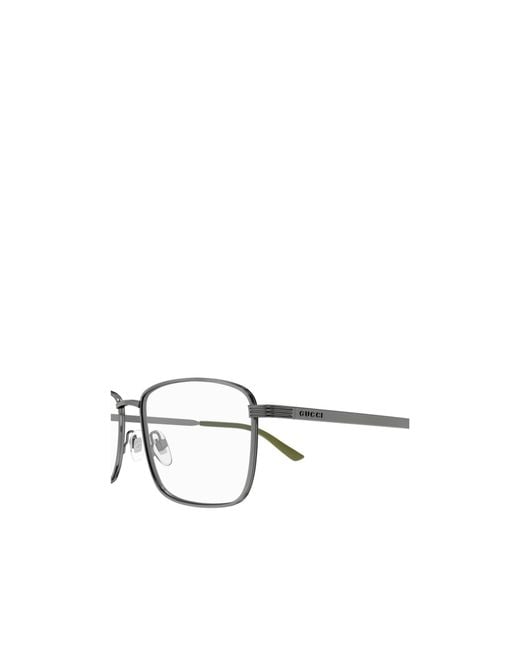 Gucci White Eyewear Rectangular Frame Glasses for men