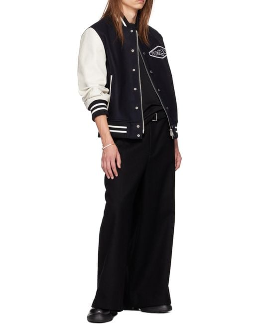 Sacai Black Logo Embroidered Crewneck T-Shirt for men