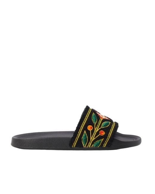 Casablanca Black Round-Toe Open-Toe Slides for men