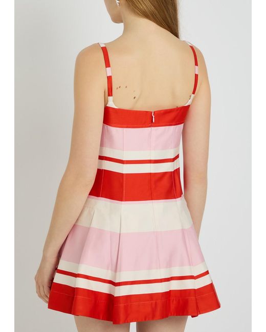 Jonathan Simkhai Red Striped Woven Mini Dress