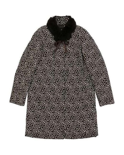 Weekend by Maxmara Gray Leopard Print Long Overcoat