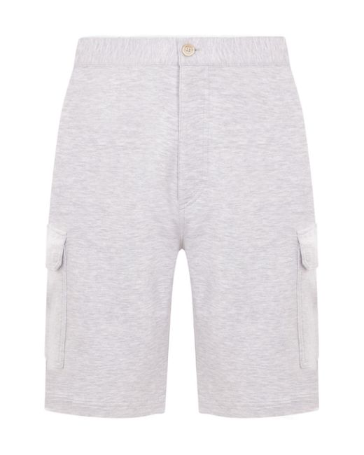 Brunello Cucinelli White Pocket Detailed Cargo Shorts for men