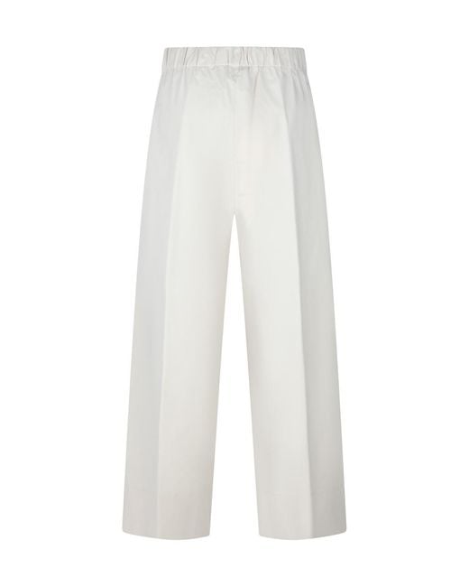 Antonelli White Elastic-Waist Wide-Leg Pants