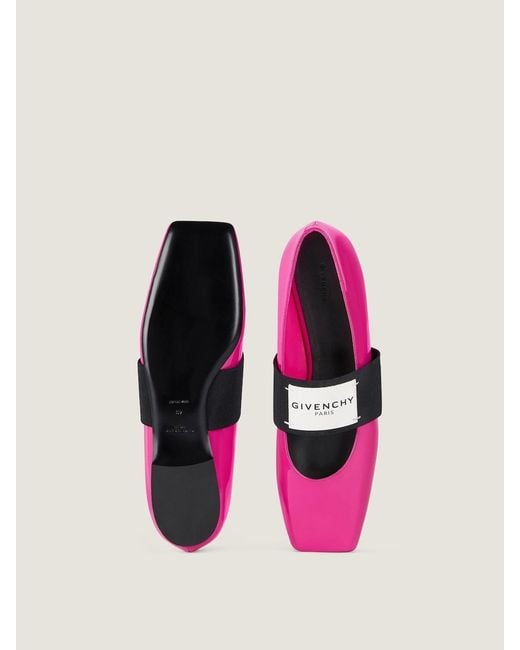 Givenchy Pink Shiny Logo Strap Ballet Flats