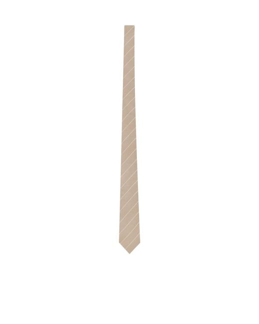 Saint Laurent White Striped Tie for men