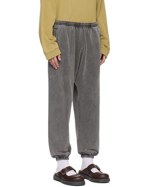 Acne Gray Logo Patch Drawstring Trousers for men